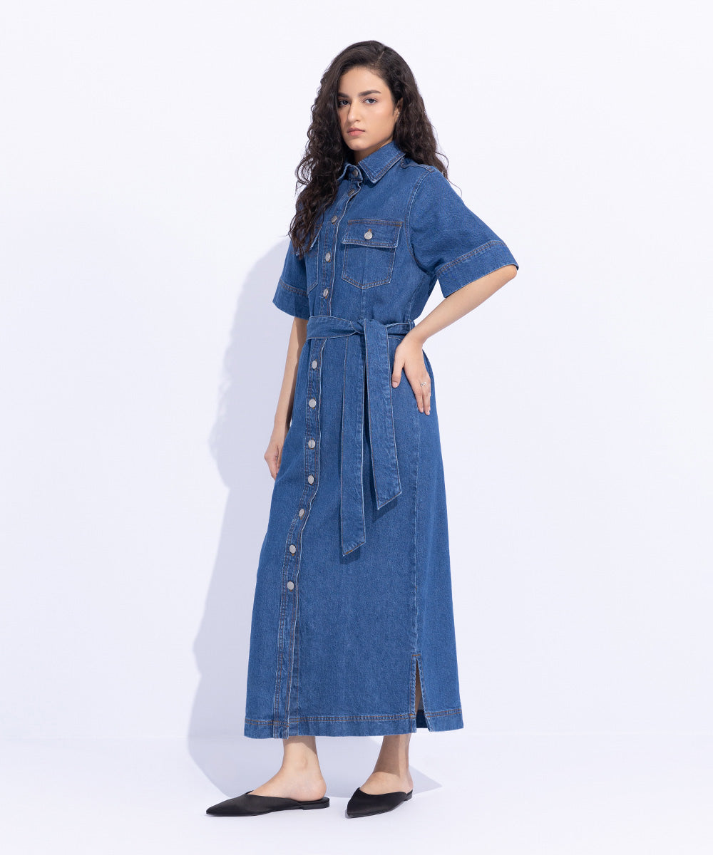 Women's Western Wear Blue Dress