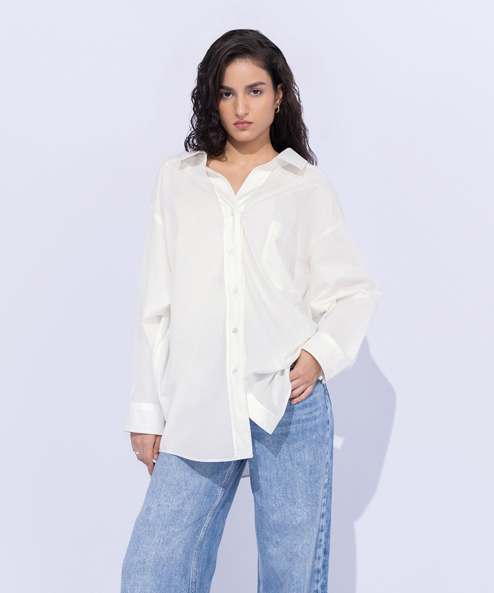 Women's Western Wear White Button Down Shirt