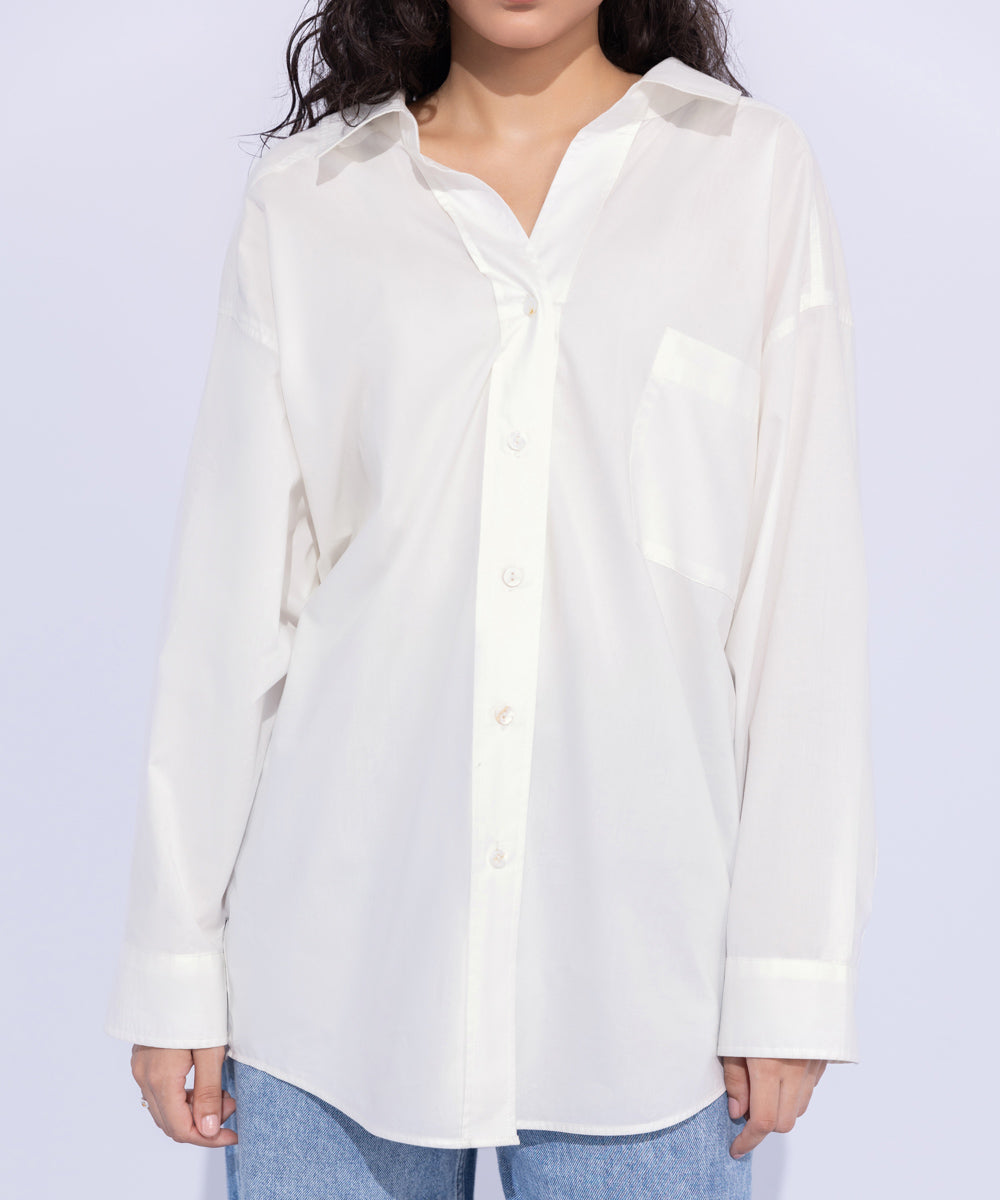 Women's Western Wear White Button Down Shirt