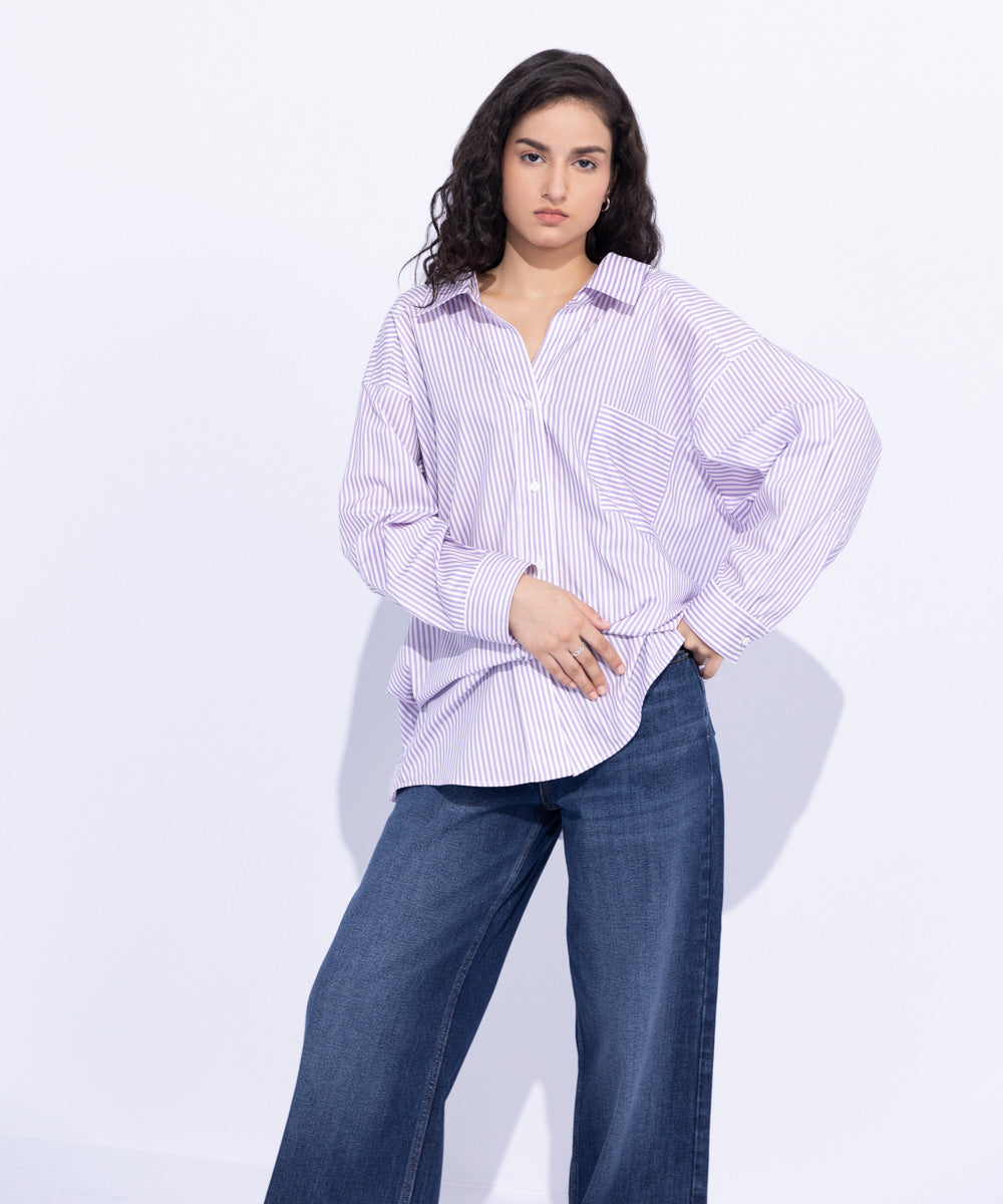 Women's Western Wear Purple Button Down Shirt