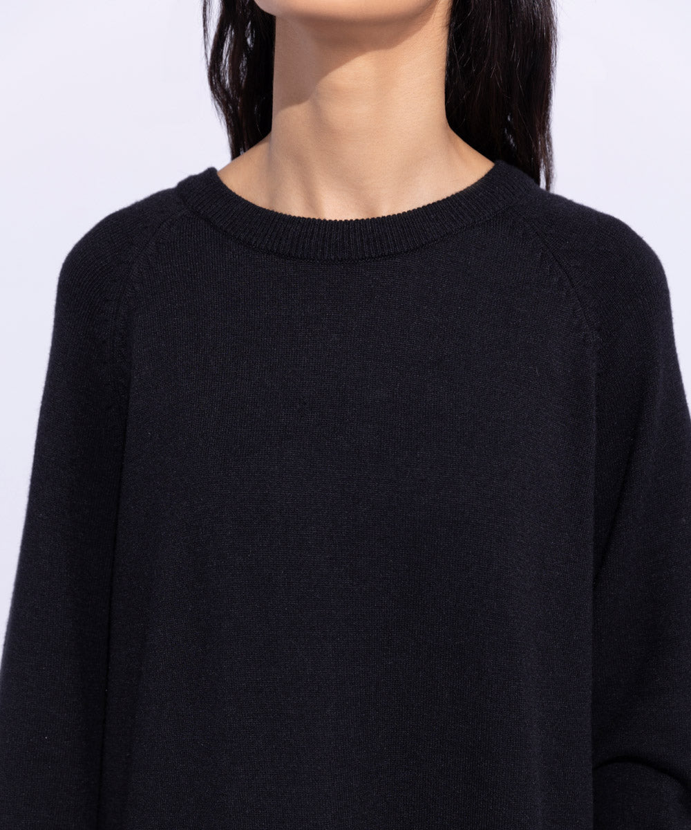 Women's Western Wear Black Knitted Sweater Top