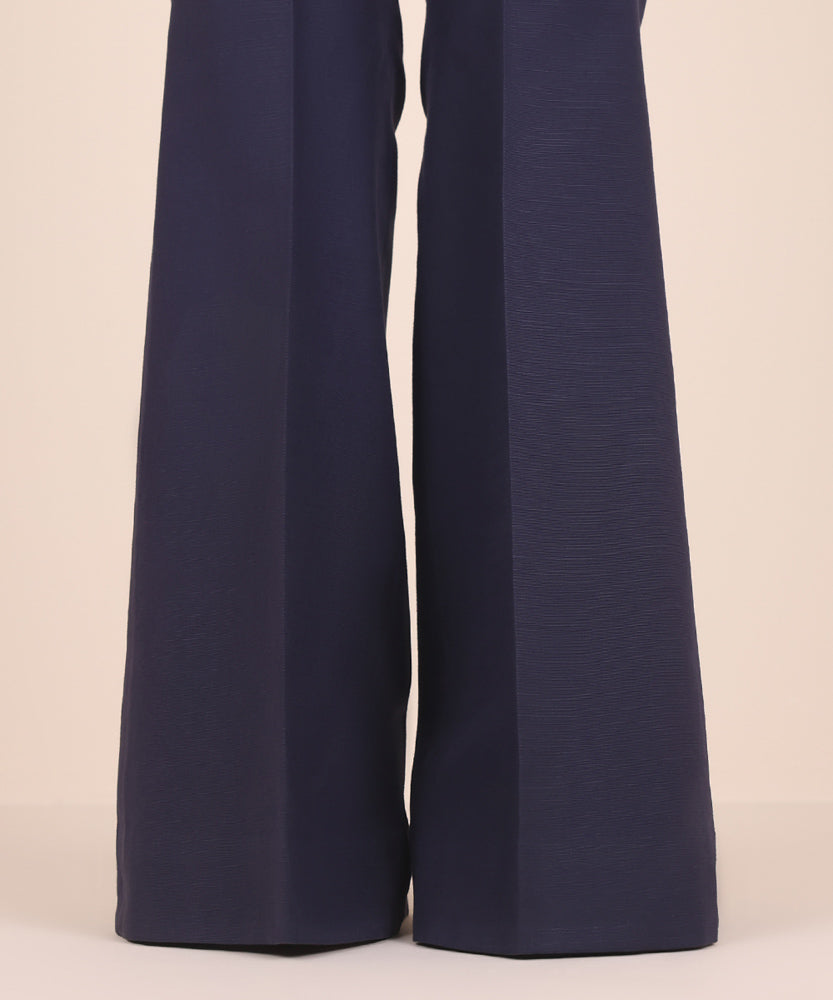 Women's Unstitched Solid Navy Blue Khaddar Trousers Fabric