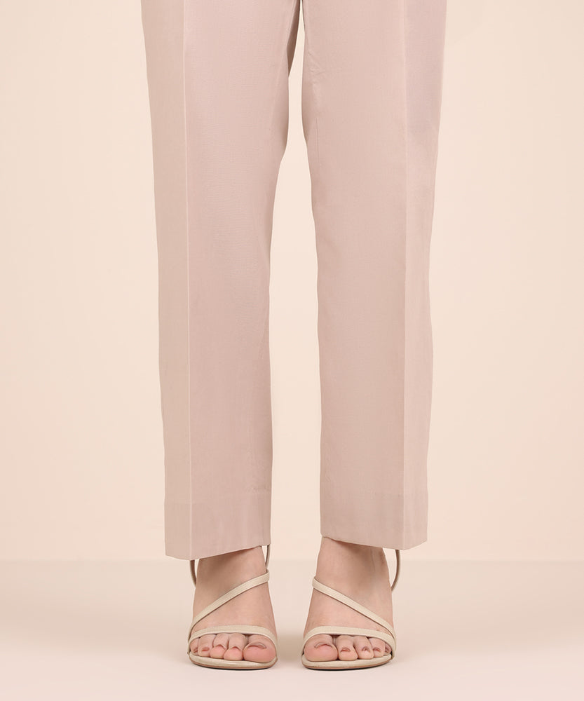 Women's Unstitched Solid Pastel Pink Cambric Trousers Fabric