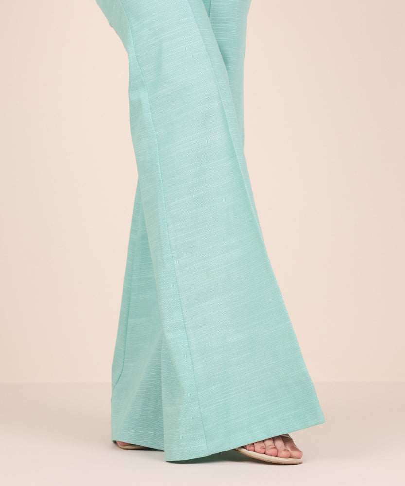 Women's Unstitched Solid Aqua Khaddar Trousers Fabric