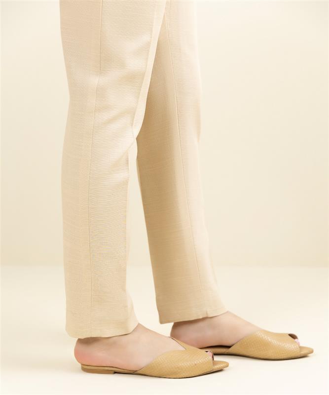 Women's Unstitched Solid Ivory Khaddar Trouser Fabric