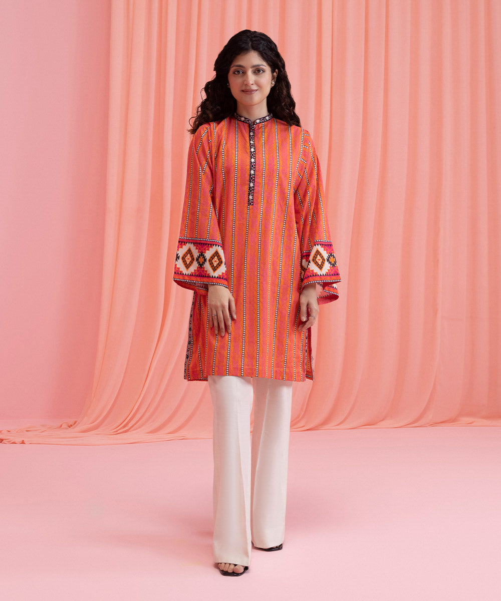 Womens Eid Pret Pink Embroidered Lawn Shirt