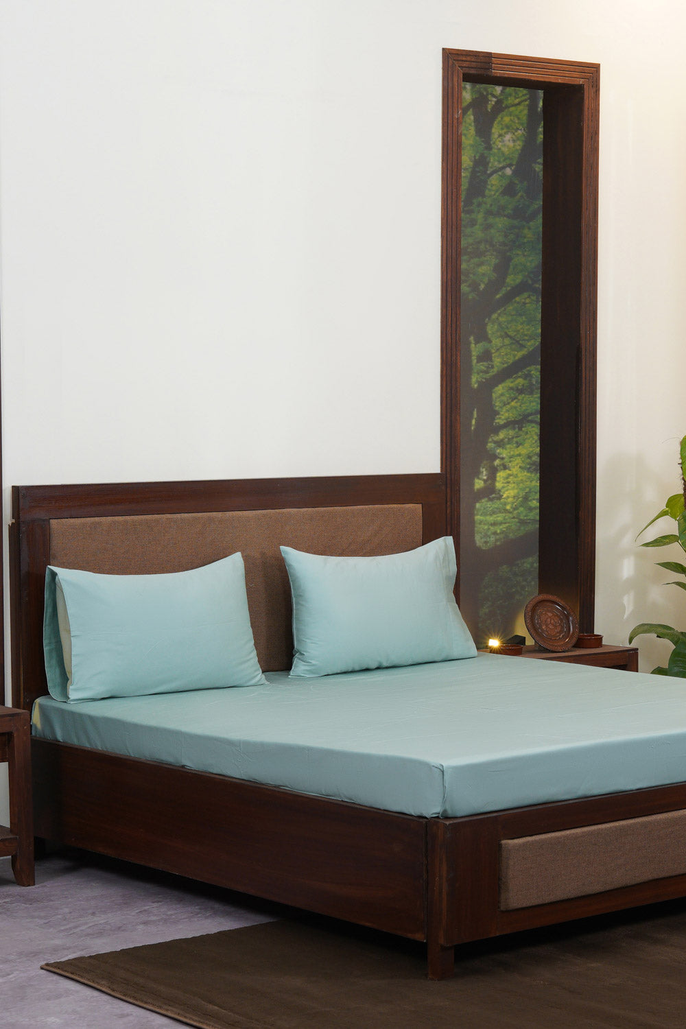 Clip Jacquard Blue Bed Sheet Sapphire Home