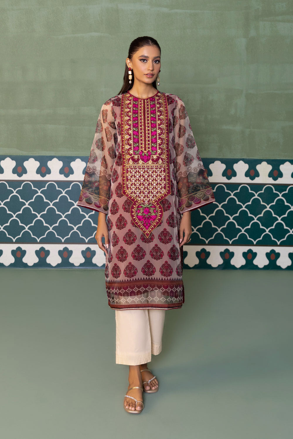 Womens Ready To Wear Multi Embroidered Two Piece Suit