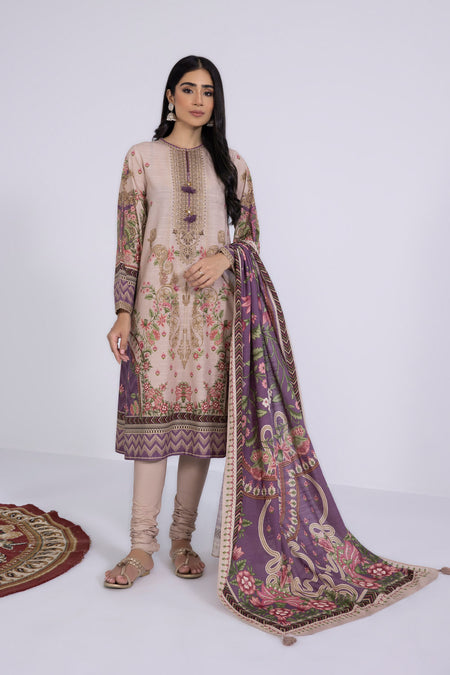 2 Piece - Embroidered Khaddar Suit