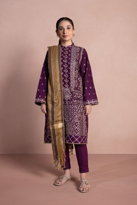 3 Piece - Embroidered Cotton Suit