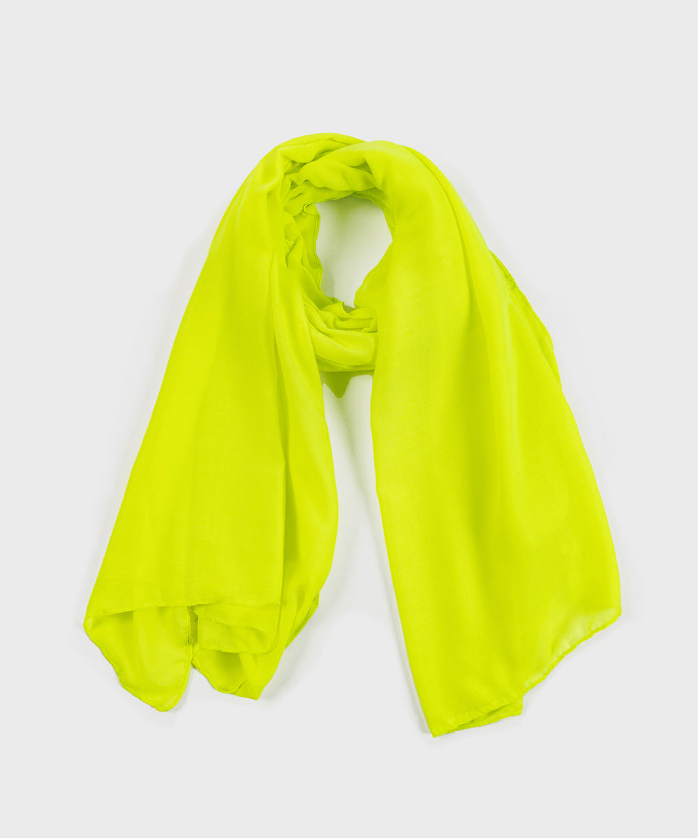 Neon Green Womens West Solid Scarf