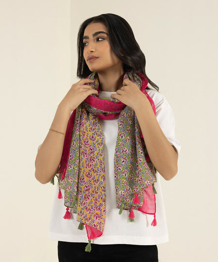 Womens Multi Polyester Printed West Scarf