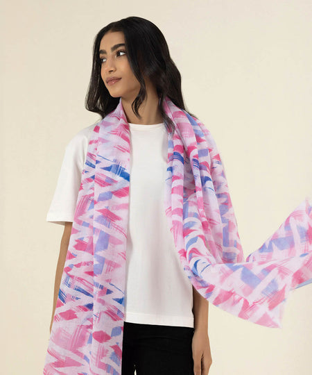 Womens Pink Polyester Printed West Scarf