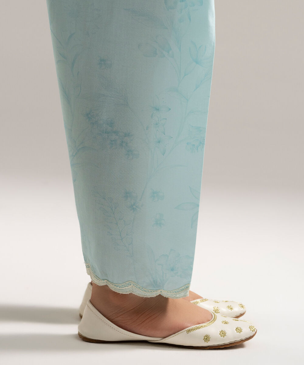Women's RTW Cambric Printed Blue Shalwar