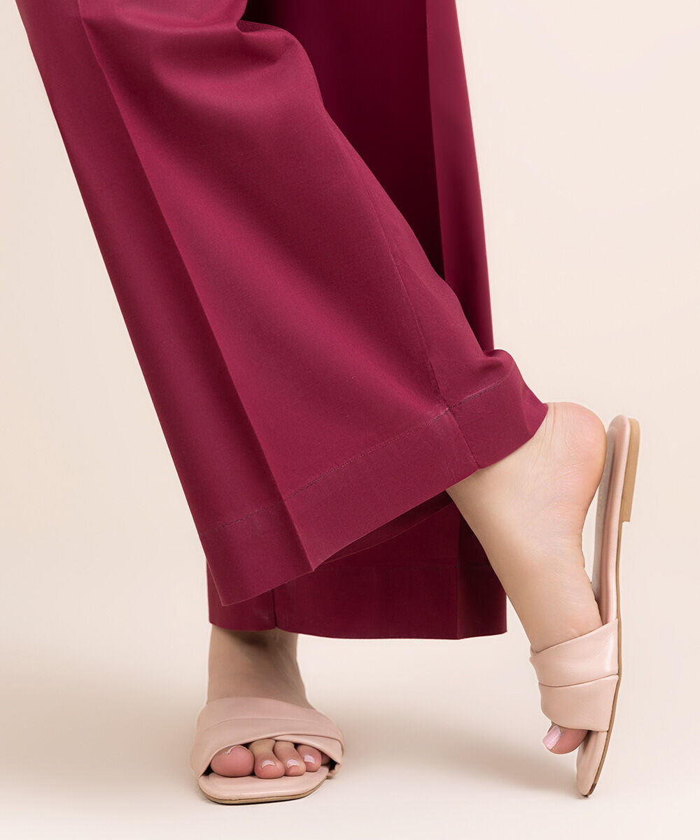 Women's Pret Cambric Red Solid Culottes
