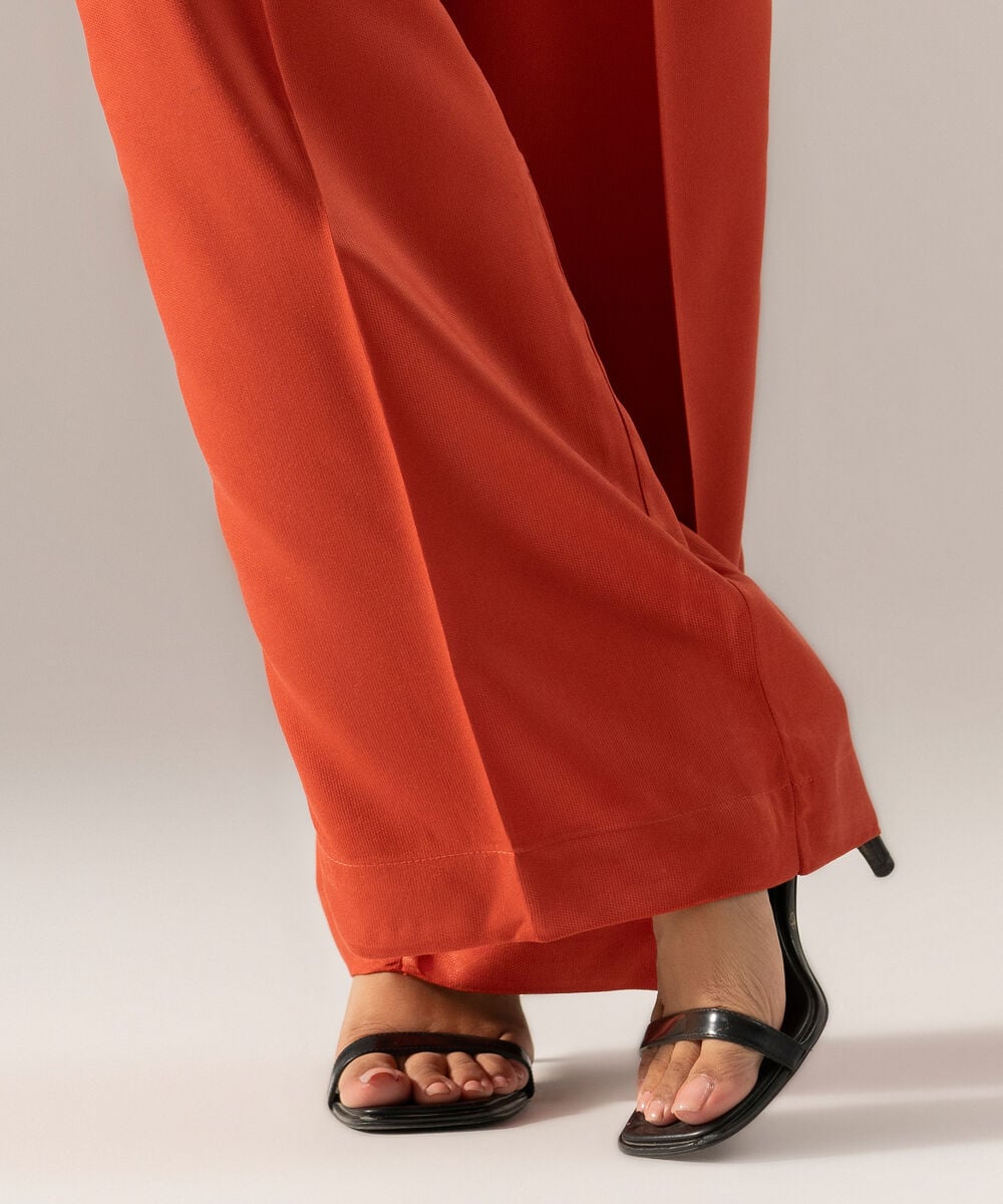 Women's RTW Solid Embroidered Rust Bedford Culottes