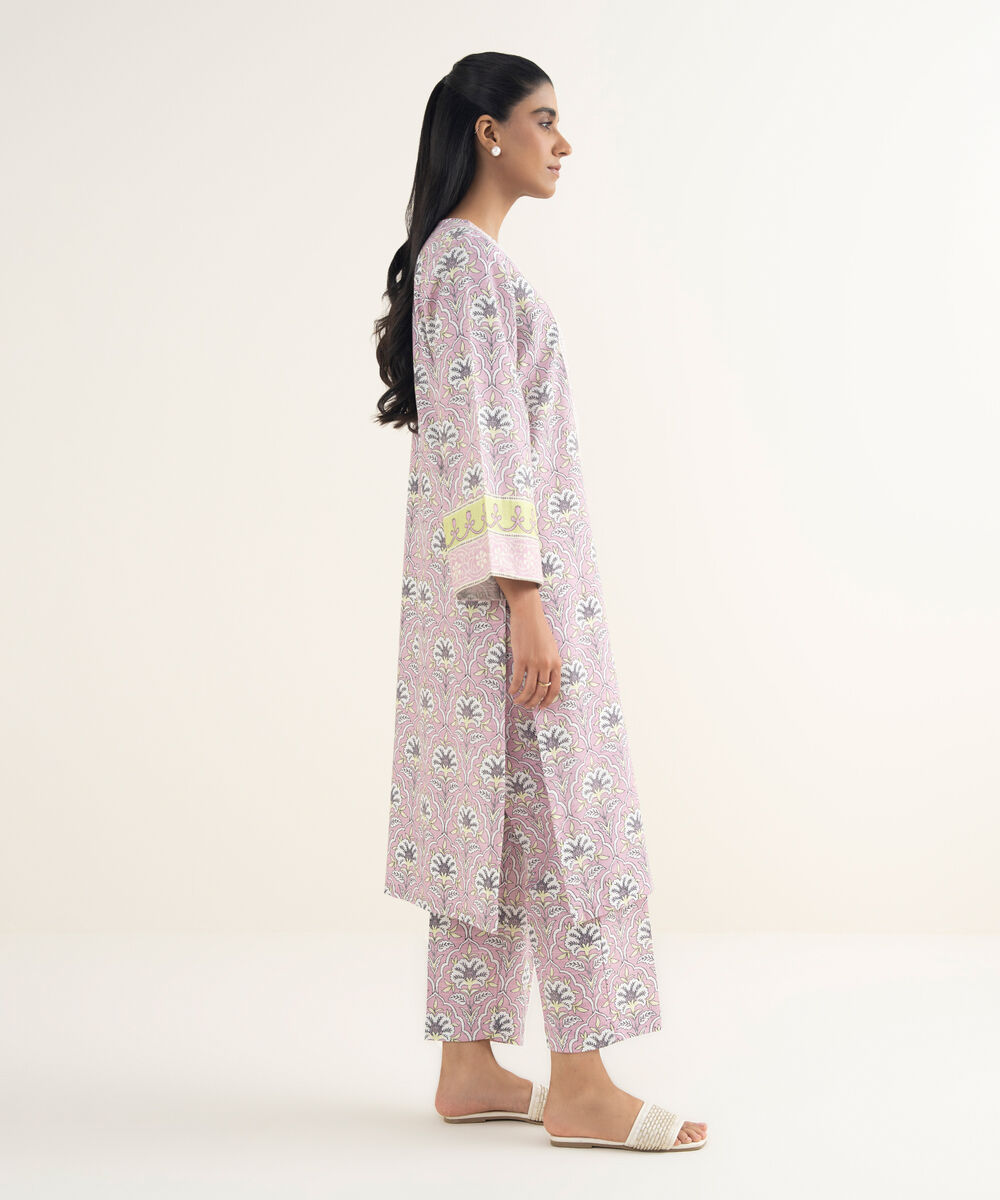 Women's RTW Light Khaddar Embroidered Pink Straight Shirt