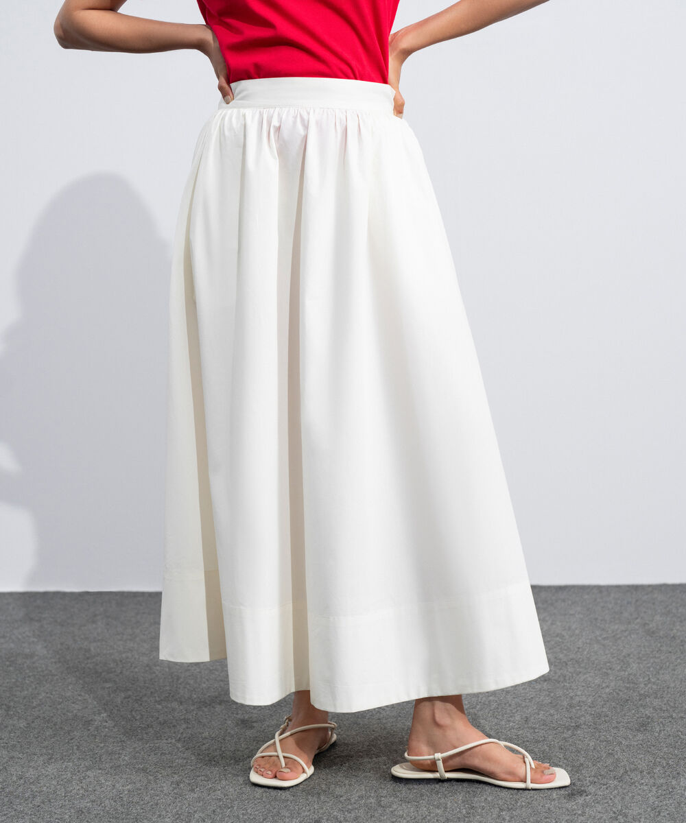 Women's Western White Poplin Flared Skirt