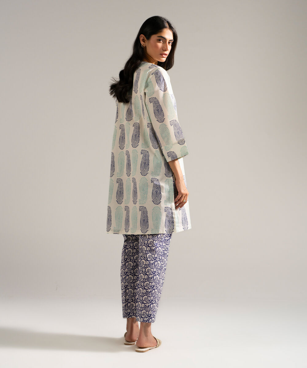 Women's RTW Lawn Printed Off White Straight Shirt