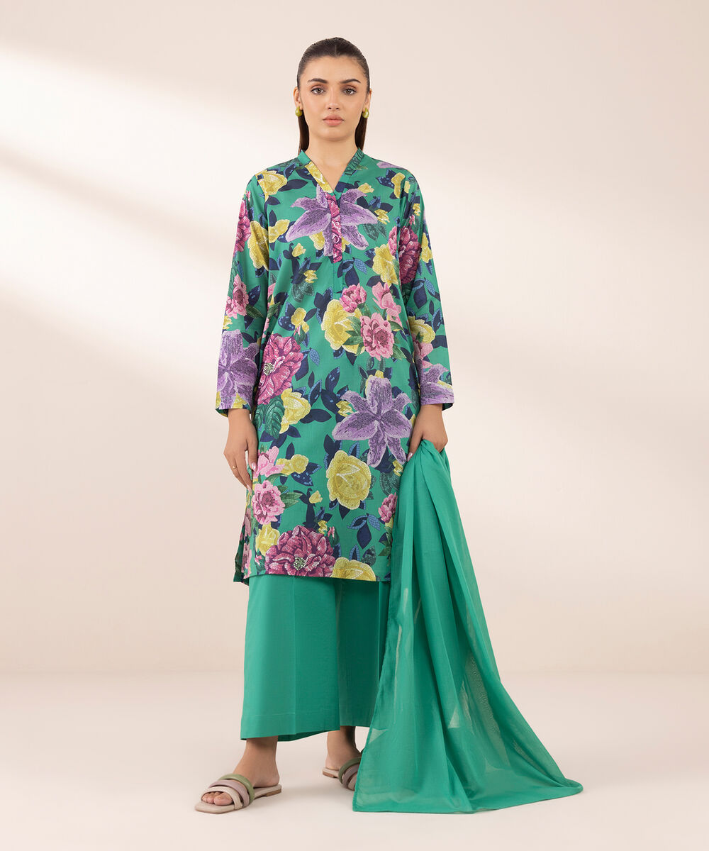 Fine Voile Green Solid Dupatta