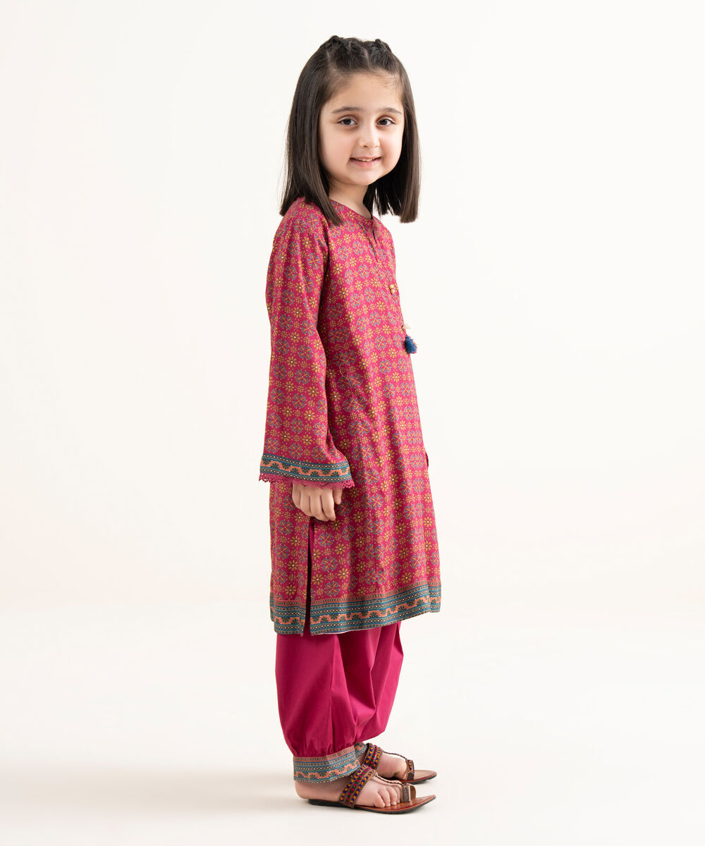 Girls Two Piece Printed Arabic Lawn Suit