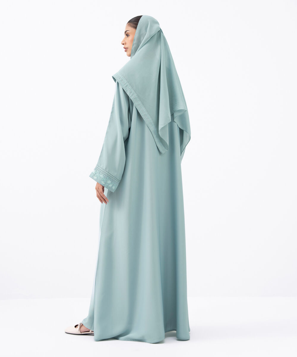 Women's Blue Polyester Abaya Set