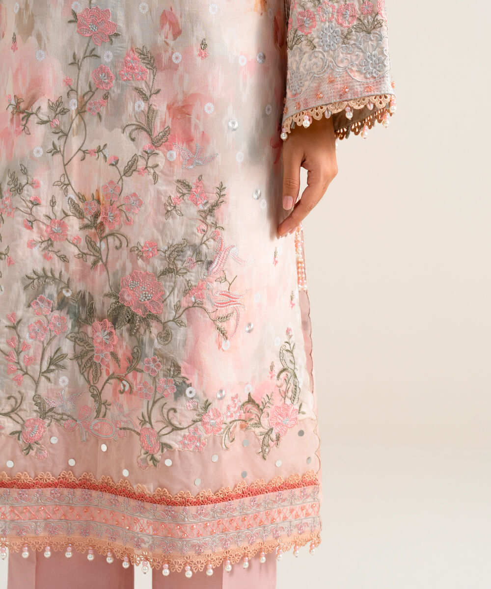Women's Unstitched Embroidered Lawn Multi 3 Piece Suit