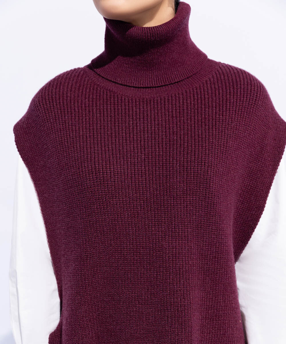 Woman - Red Turtle Neck Sweater Vest