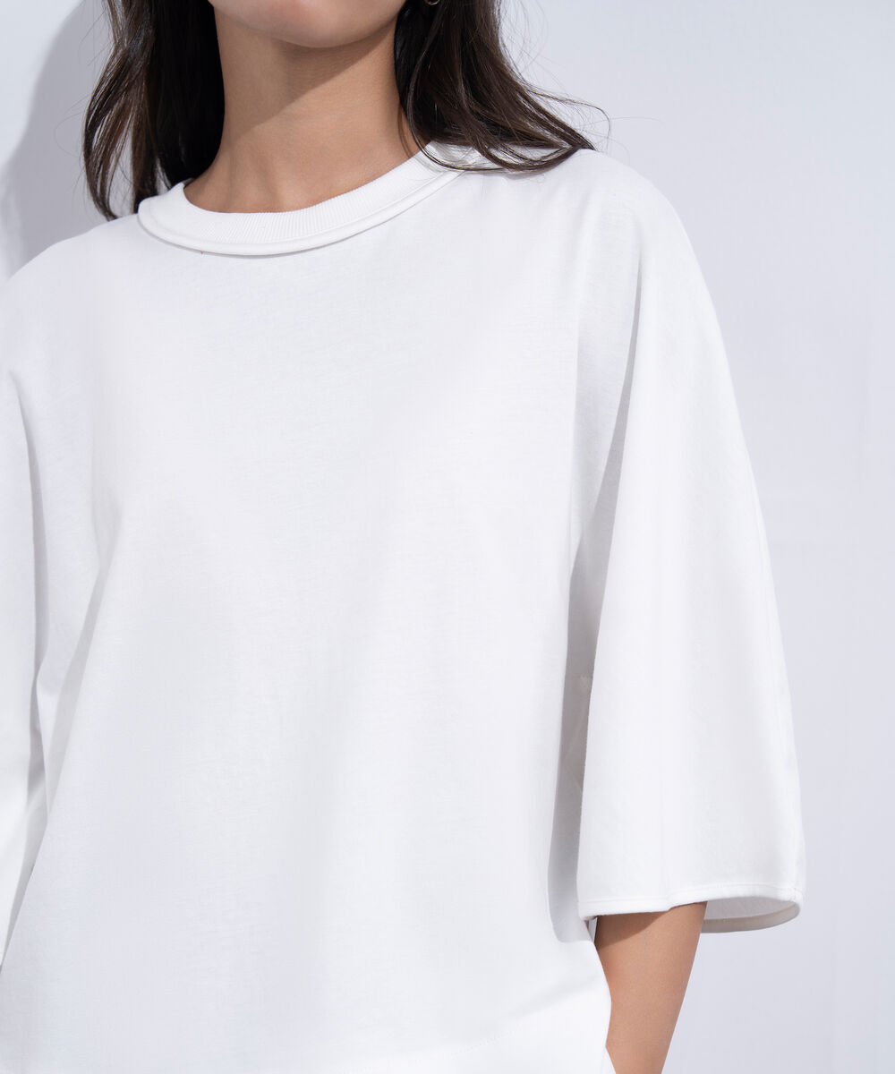 Women's Western Wear White Kimono Sleeved T-Shirt