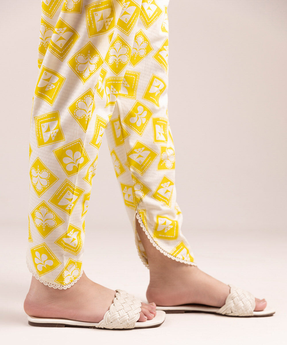 Women's Pret Dobby Printed Yellow Shalwar