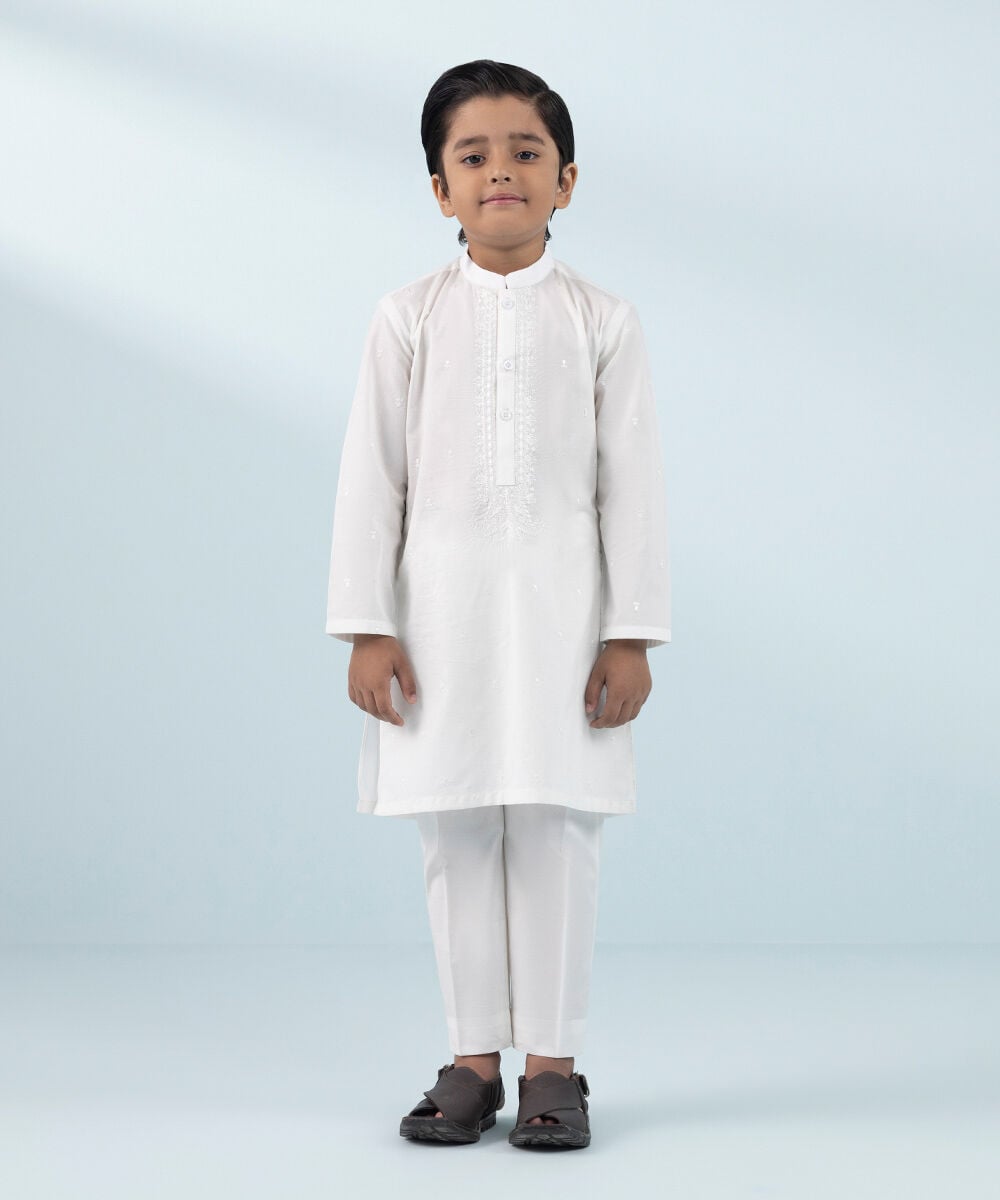 Schiffli Embroidered Cotton Suit