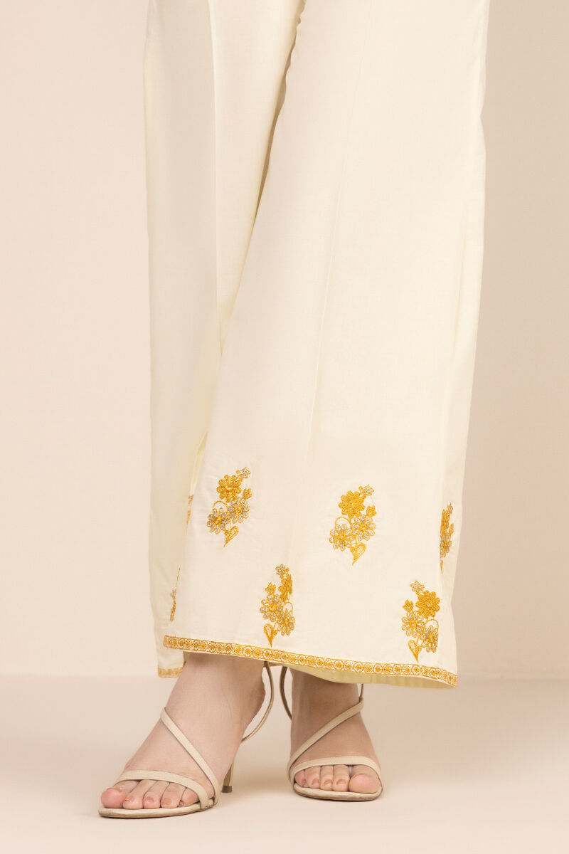 Embroidered Cambric Flared Pants