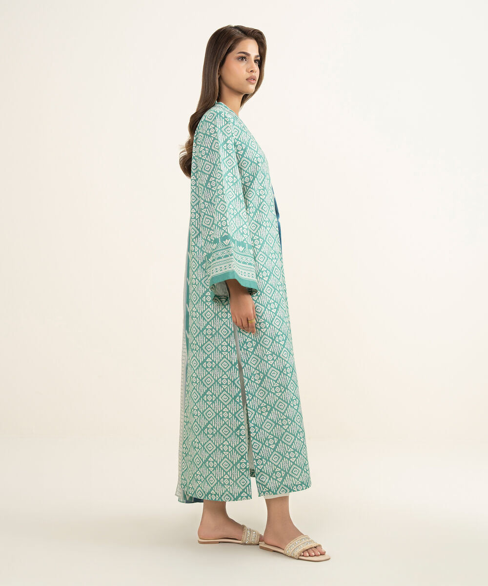 Women's Unstitched Lawn Printed Green 2 Piece Suit