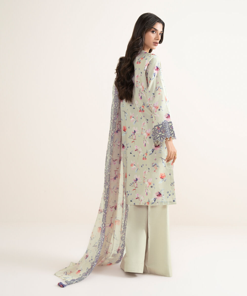 Women's Unstitched Lawn Embroidered Multi 3 Piece Suit