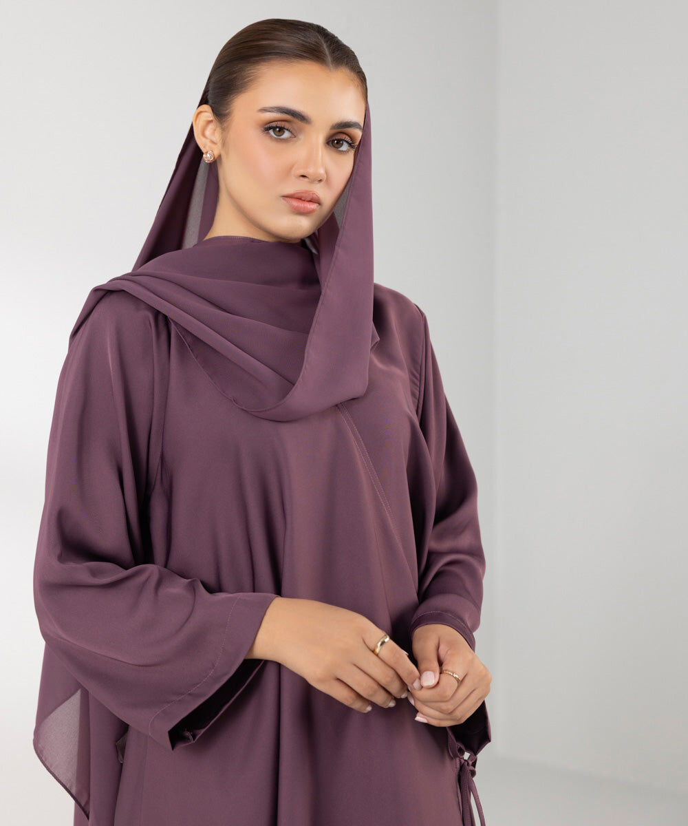 Woman - Purple Wrap Around Abaya Set