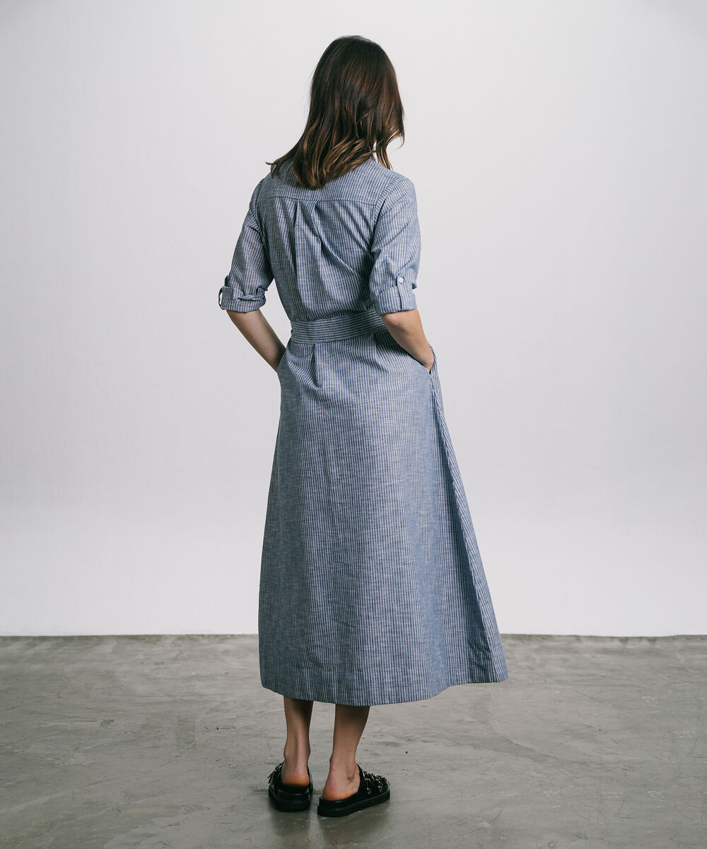 Women's Western Wear Blue Button Through Denim Dress