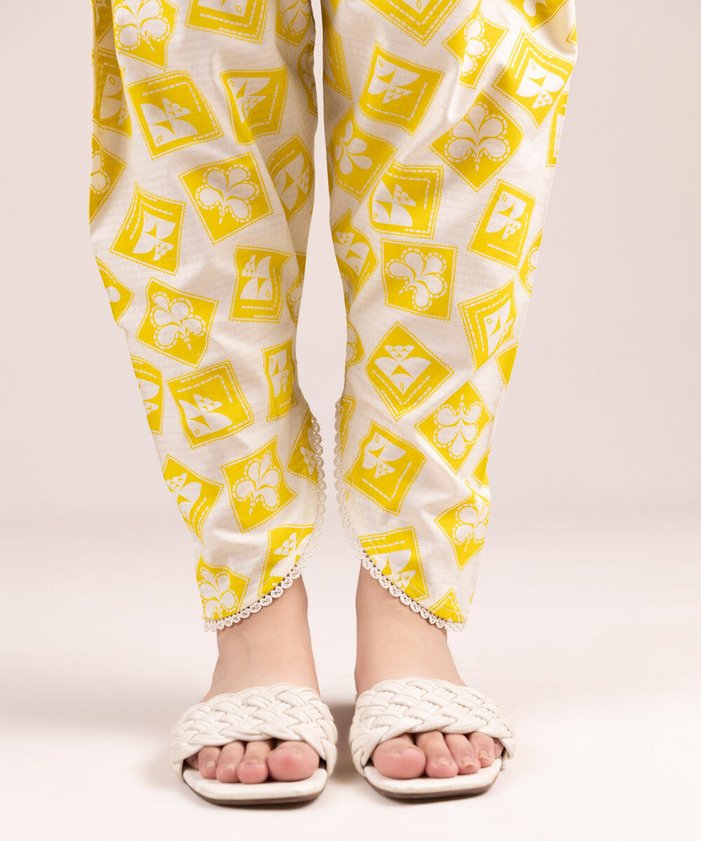Women's Pret Dobby Printed Yellow Shalwar