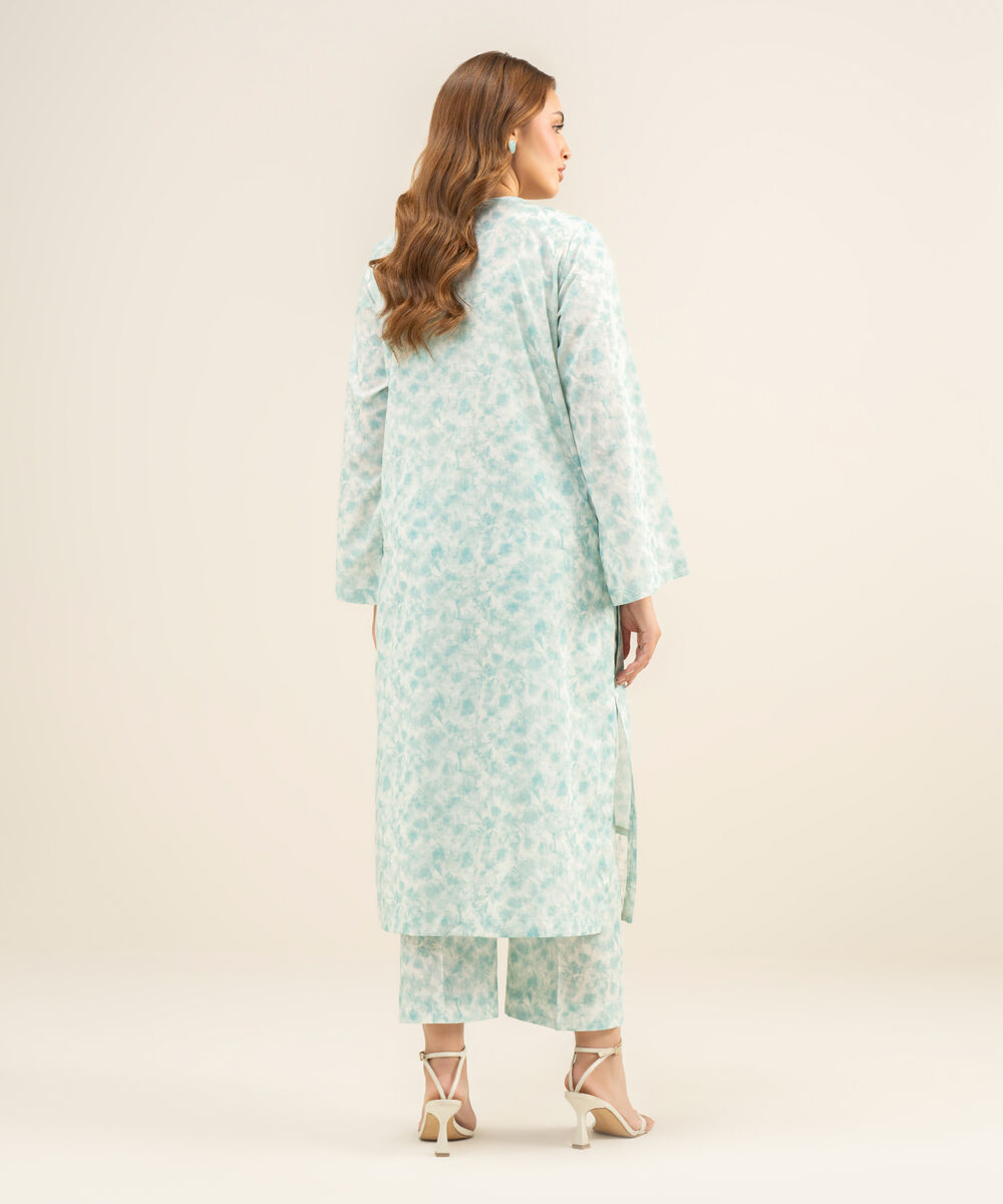 Women's Unstitched Lawn Embroidered Aqua  2 Piece Suit