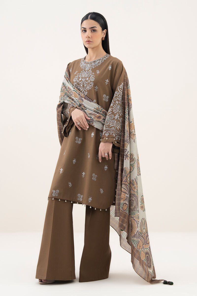 3 Piece - Embroidered Cotton Suit