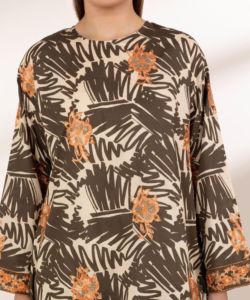 Women's RTW Lawn Multi Embroidered Boxy Shirt