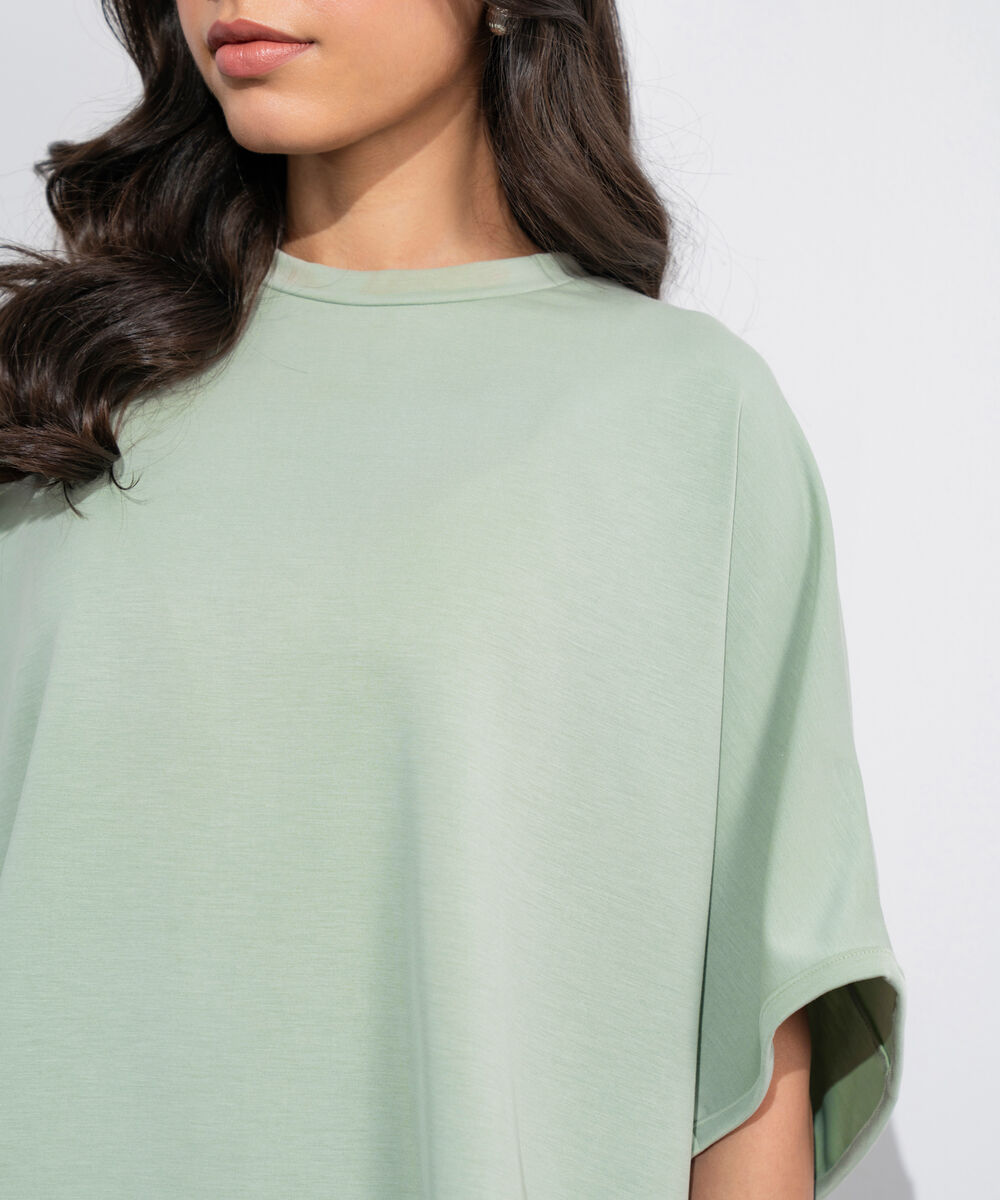 Women's Western Sage Green Soft Lux  Loose-Fit Kimono T-Shirt