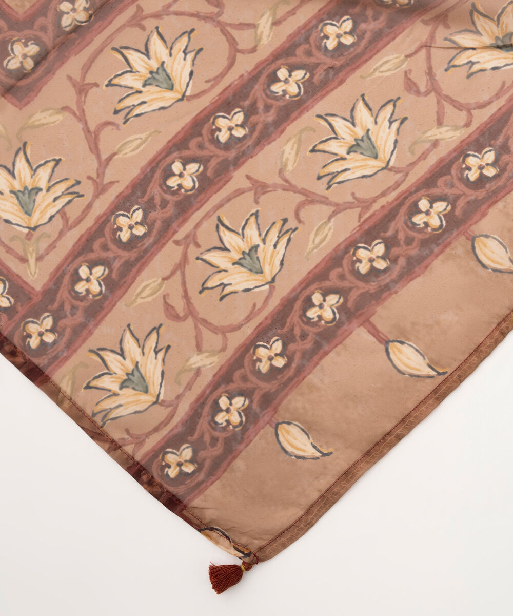 Blended Tissue Printed Brown Dupatta