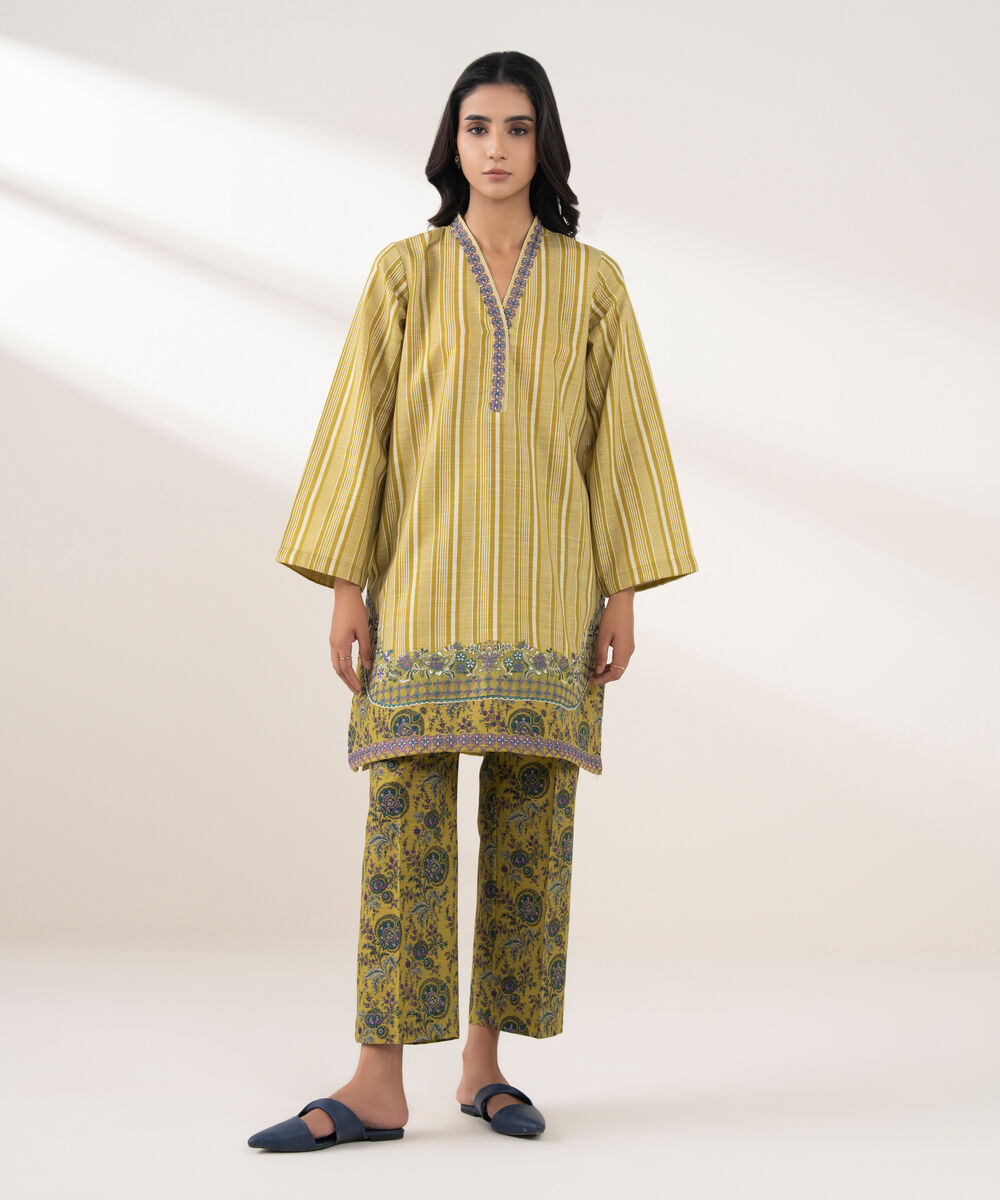 Women's RTW Khaddar Embroidered Green 2 Piece Suit