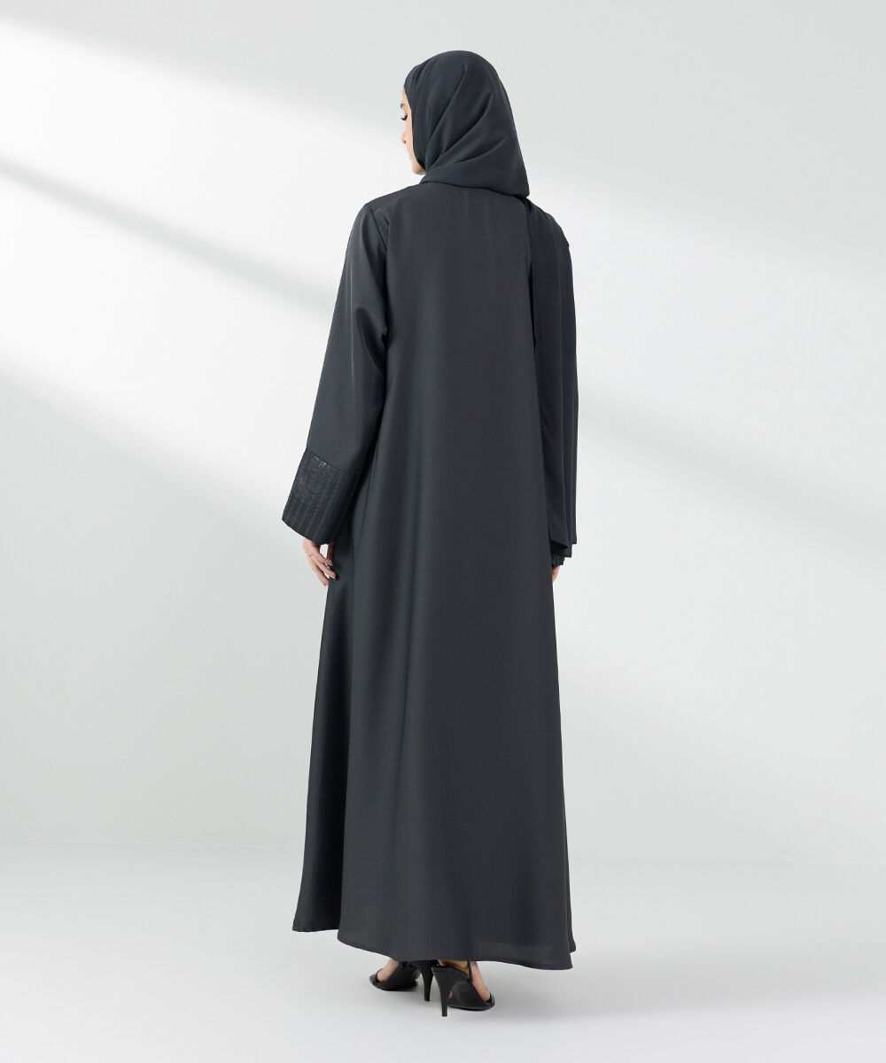 Woman - Grey Button Through Abaya