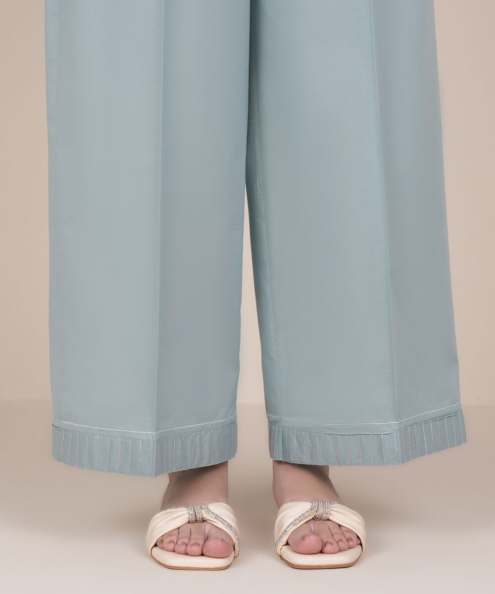 Women's RTW Cambric Blue Solid Culottes