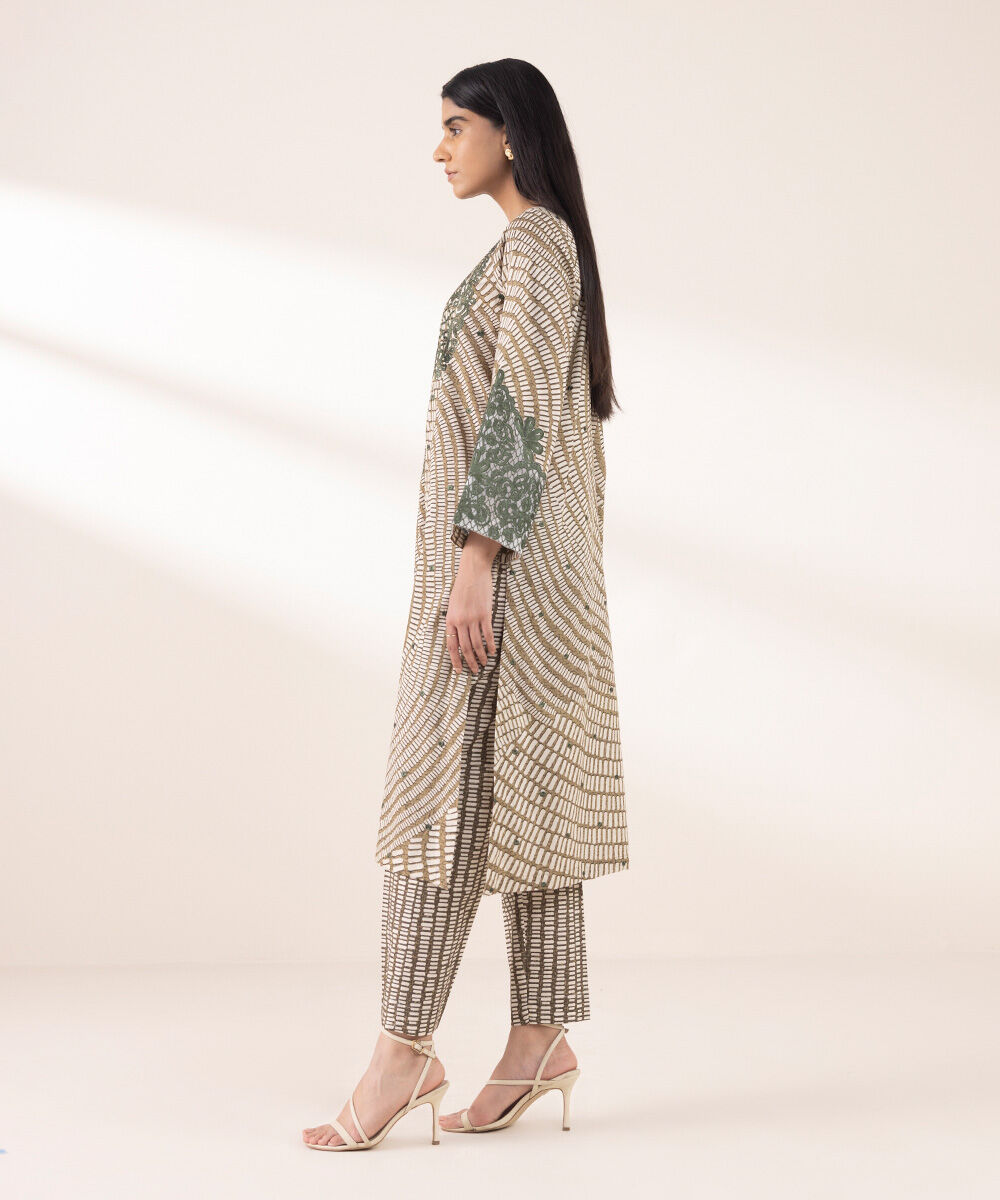 Women's RTW Lawn Multi Embroidered A-Line Shirt