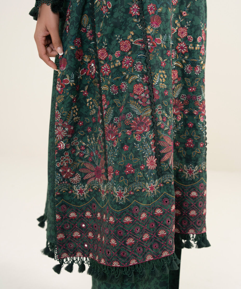 Women's Unstitched Twill Dark Green  3 Piece Suit