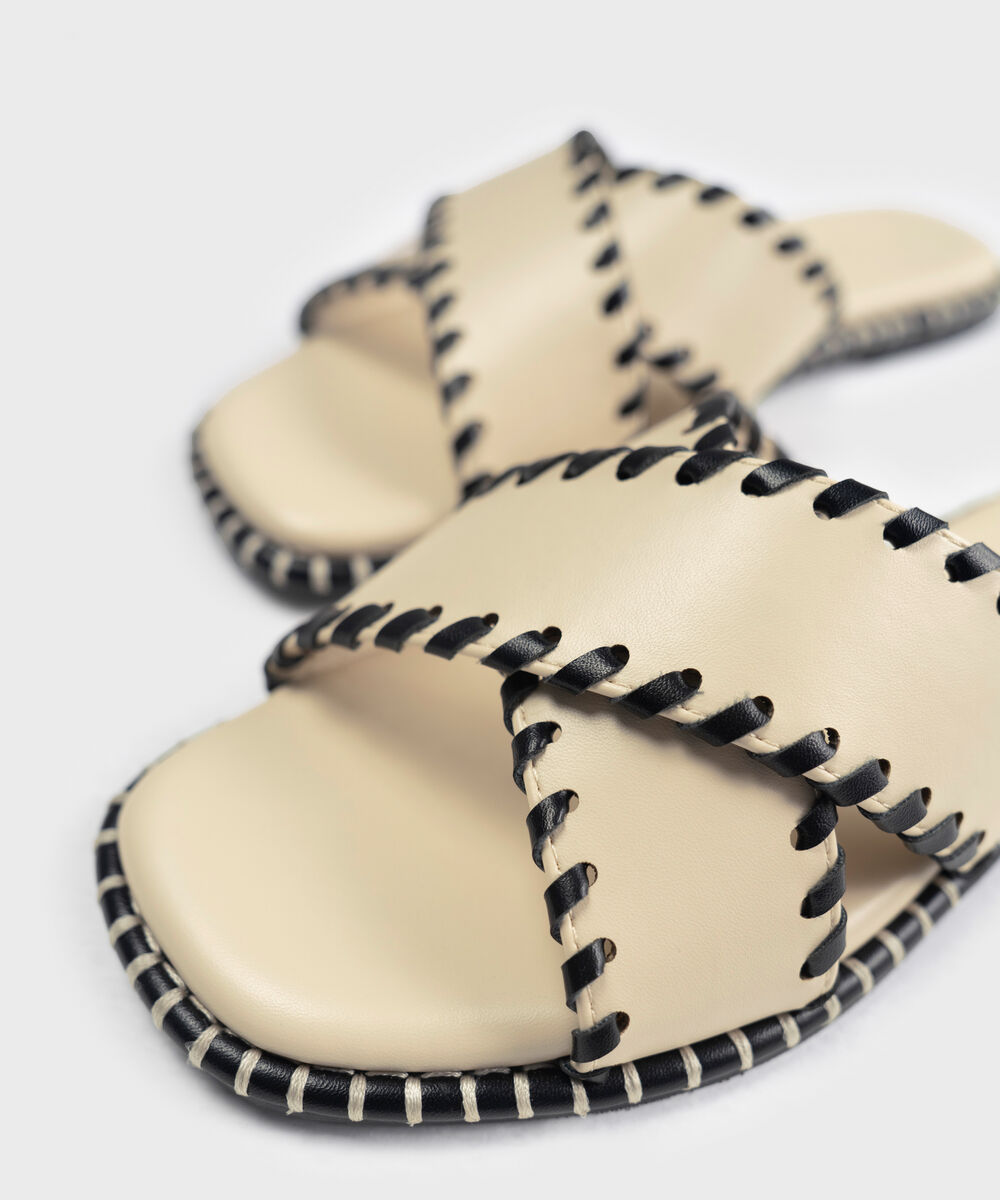 Women's Off White Crossover Strap Sandal