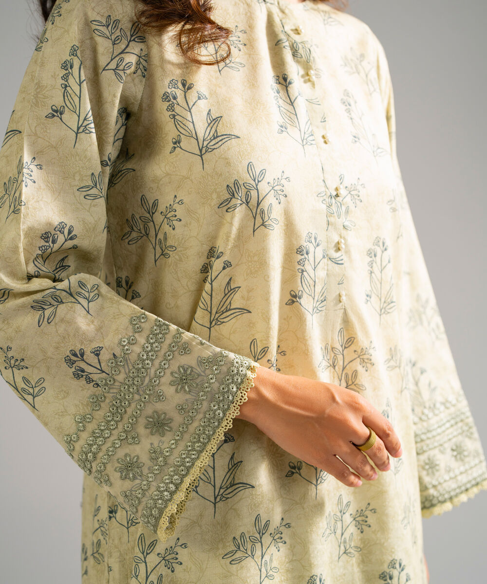 Women's RTW Self Jacquard Embroidered Off White 2 Piece Suit