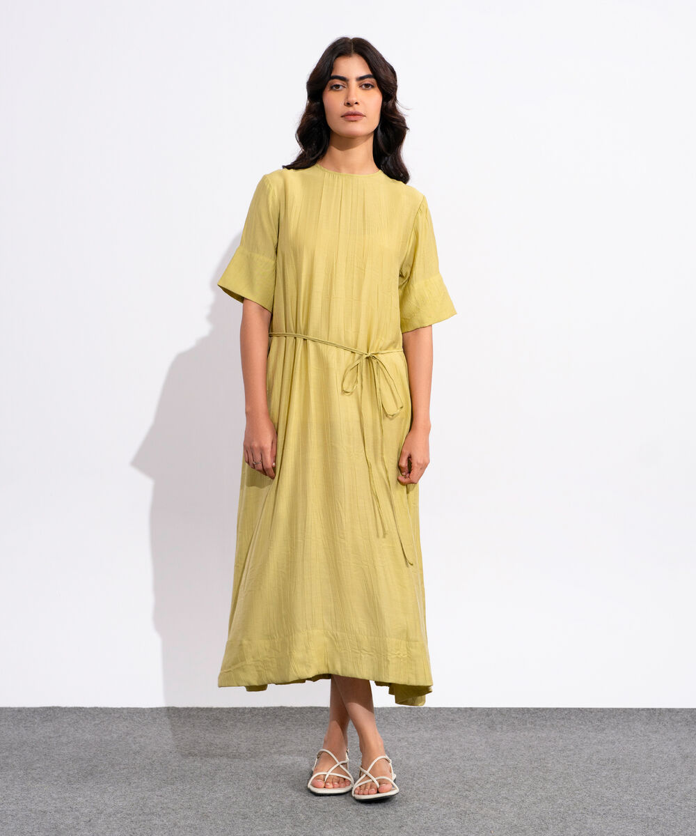 Women's Sage Green Textured Maxi Dress